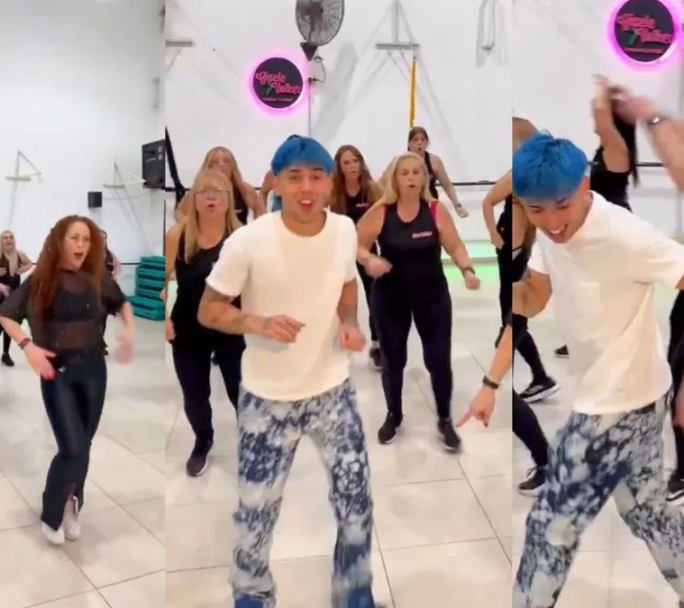 Después del show en Vélez, Luck Ra visitó al grupo de zumba que lo acompaño